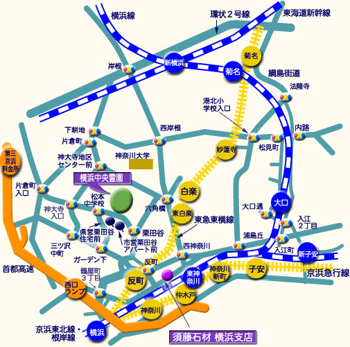 横浜中央霊園　霊園地図　霊園・墓石の須藤石材